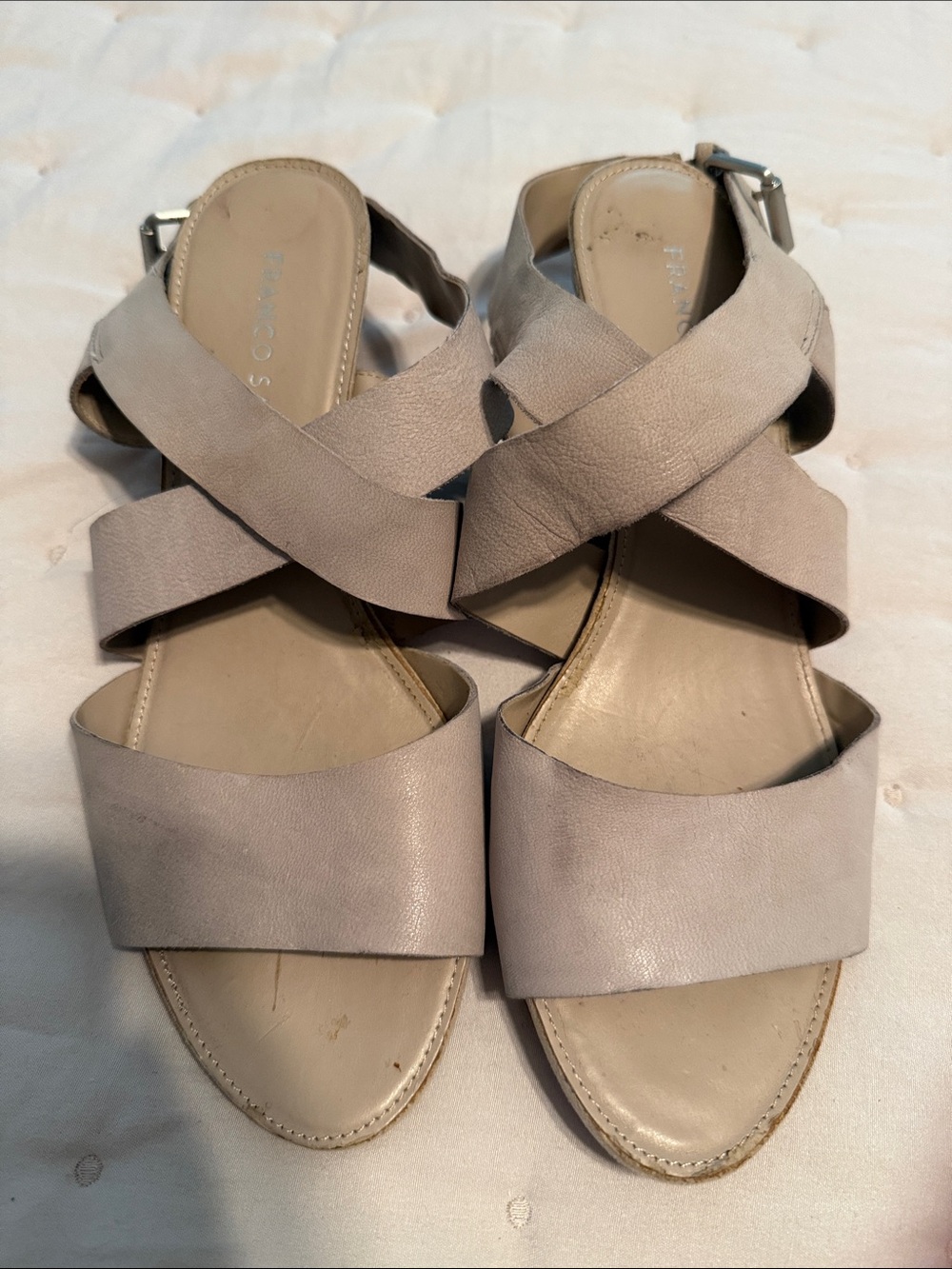 Franco Sarto Neutral Crisscross Strappy Sandals